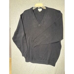 KING SIZE FOR TALL & BIG MEN V NECK‎ SWEATER DARK NAVY BLUE KNIT CLASSIC COMFORT